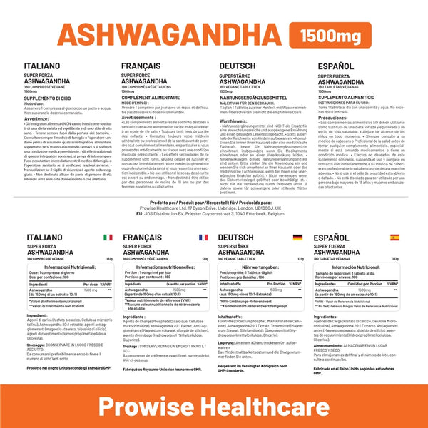Prowise - Ashwagandha 1500mg 180 Vegan Tablets