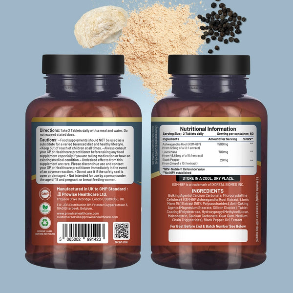 Prowise - Ashwagandha and Lions Mane Tablets