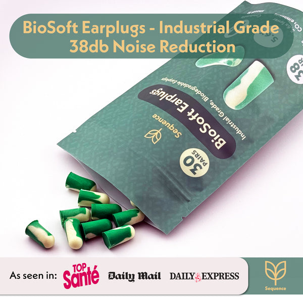 Biosoft Earplugs - Biodegradable, 38db reduction - 30 pairs